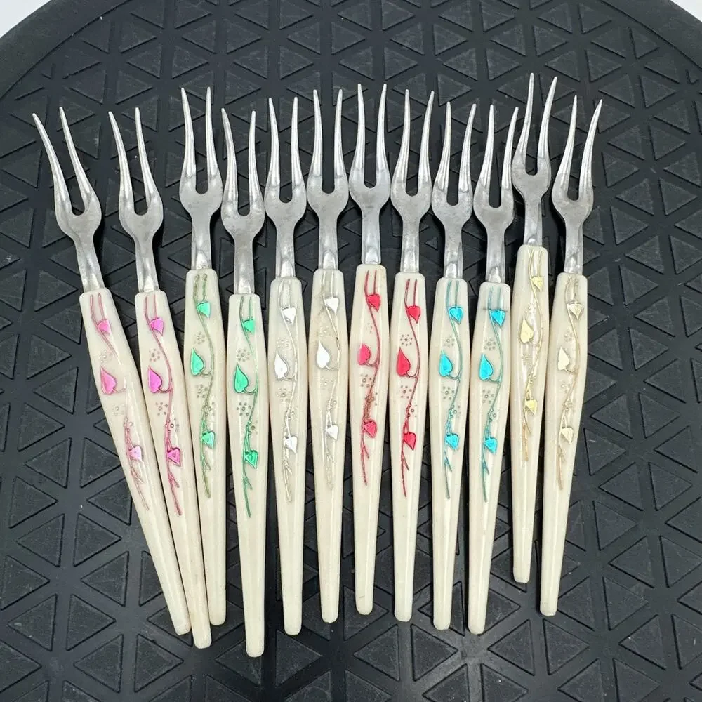 Mid Century Modern Stainless Hors d'oeuvre Forks 12 Pc.